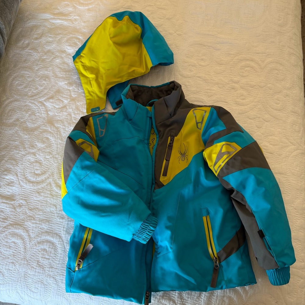 Spyder Kids Blue and Yellow Winter Ski Jacket